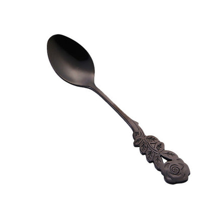 ขนาดเล็กมินิสแตนเลส Rose ดอกไม้ช้อนกาแฟช้อนสตริงช้อนชาช้อนชาช้อนขนมหวาน Long Handle Tableware
