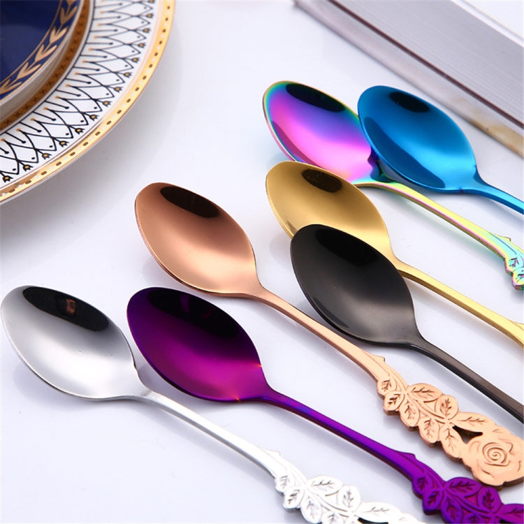ขนาดเล็กมินิสแตนเลส Rose ดอกไม้ช้อนกาแฟช้อนสตริงช้อนชาช้อนชาช้อนขนมหวาน Long Handle Tableware