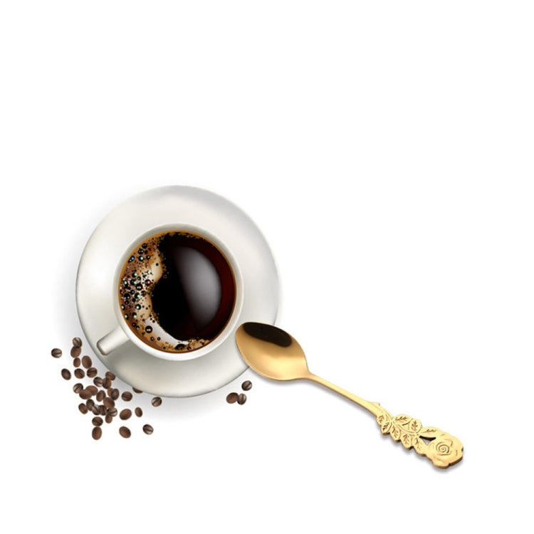 ขนาดเล็กมินิสแตนเลส Rose ดอกไม้ช้อนกาแฟช้อนสตริงช้อนชาช้อนชาช้อนขนมหวาน Long Handle Tableware