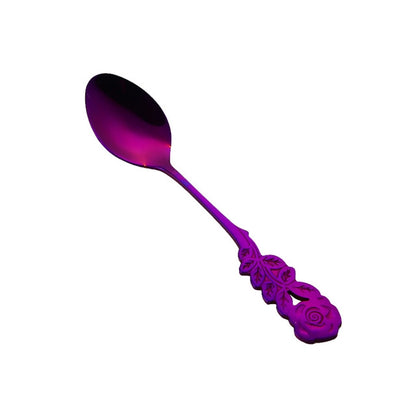 ขนาดเล็กมินิสแตนเลส Rose ดอกไม้ช้อนกาแฟช้อนสตริงช้อนชาช้อนชาช้อนขนมหวาน Long Handle Tableware