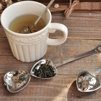 2 PCS สแตนเลสสตีลรูปหัวใจที่กรองชา Infuser ช้อนกรอง, Heart Shape Tea Infuser