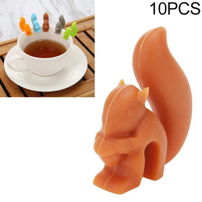 10 ชิ้นซิลิโคนกระรอกถุงชามัลติฟังก์ชั่แก้วไวน์ถ้วยจดจำ, Squirrel (Coffee)