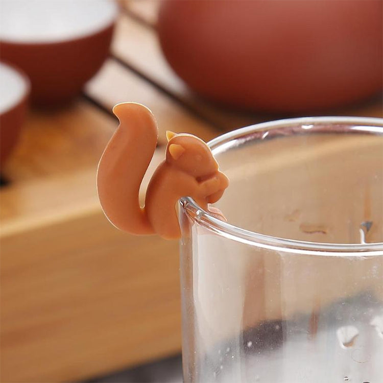 10 ชิ้นซิลิโคนกระรอกถุงชามัลติฟังก์ชั่แก้วไวน์ถ้วยจดจำ, Squirrel (Coffee)