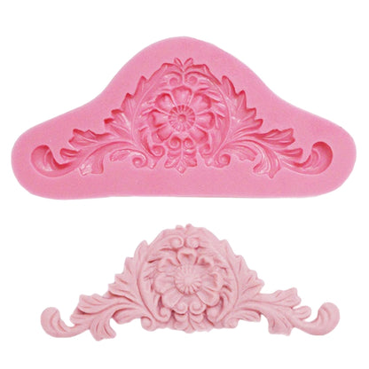 2 ชิ้นวินเทจนูน F Ondant แม่พิมพ์ซิลิโคนศาลลูกไม้ดอกไม้เถา DOY อบเค้กเครื่องมือ, Lace Flower Vine(Pink), Lace Flower Vine(Gray)