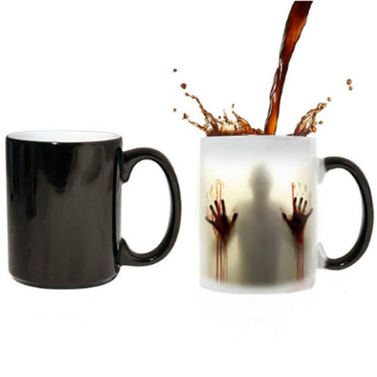 The Walking Dead Mug เปลี่ยนสีแก้วกาแฟเซรามิกที่ไวต่อความร้อน, 301-400ml