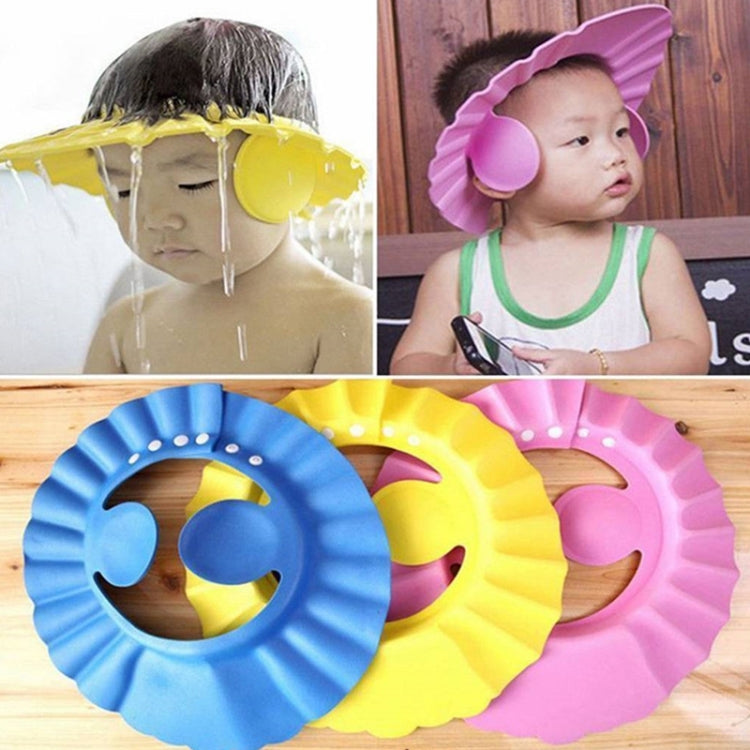 3 ชิ้นปลอดภัยหมวกอาบน้ำเด็กเด็กหมวกอาบน้ำปรับหมวกอาบน้ำเด็กปกป้องตาผมล้างโล่สำหรับเด็กหมวกกันน้ำ, Pink+wave, Pink+earflaps, Yellow+earflaps, Blue+earflaps, Yellow+wave, Blue+wave, Yellow+Round, Blue+Round, Pink+Round