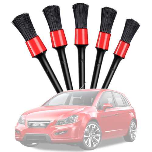 5 Pcs Car Detailing Brush Cleaning Natural Boar Hair Brushes Auto Detailing Tools Products Wheels Dashboard, 5 in 1 Random Color Delivery, 5 in 1 Black, 5 in 1 White