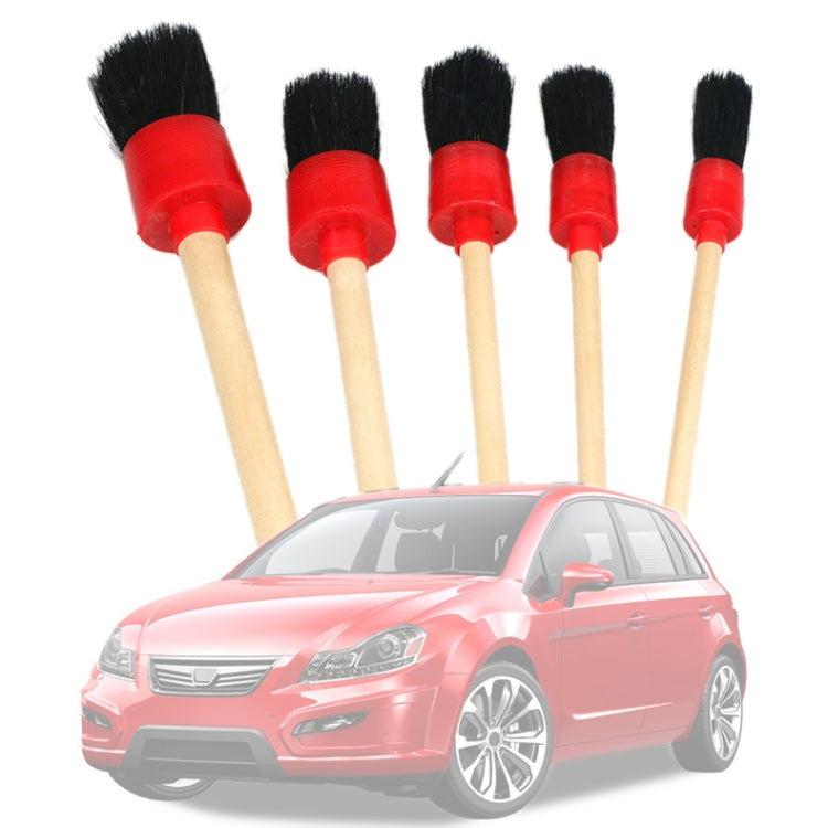 5 Pcs Car Detailing Brush Cleaning Natural Boar Hair Brushes Auto Detailing Tools Products Wheels Dashboard, 5 in 1 Random Color Delivery, 5 in 1 Black, 5 in 1 White