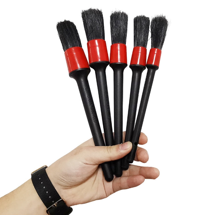 5 Pcs Car Detailing Brush Cleaning Natural Boar Hair Brushes Auto Detailing Tools Products Wheels Dashboard, 5 in 1 Random Color Delivery, 5 in 1 Black, 5 in 1 White