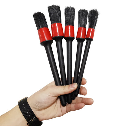 5 Pcs Car Detailing Brush Cleaning Natural Boar Hair Brushes Auto Detailing Tools Products Wheels Dashboard, 5 in 1 Random Color Delivery, 5 in 1 Black, 5 in 1 White