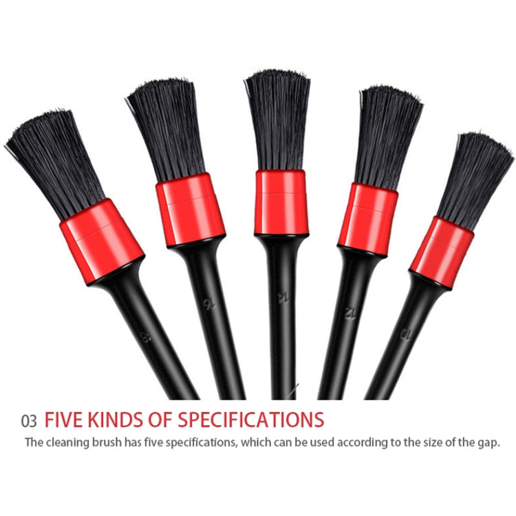 5 Pcs Car Detailing Brush Cleaning Natural Boar Hair Brushes Auto Detailing Tools Products Wheels Dashboard, 5 in 1 Random Color Delivery, 5 in 1 Black, 5 in 1 White