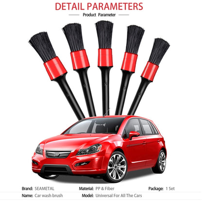 5 Pcs Car Detailing Brush Cleaning Natural Boar Hair Brushes Auto Detailing Tools Products Wheels Dashboard, 5 in 1 Random Color Delivery, 5 in 1 Black, 5 in 1 White