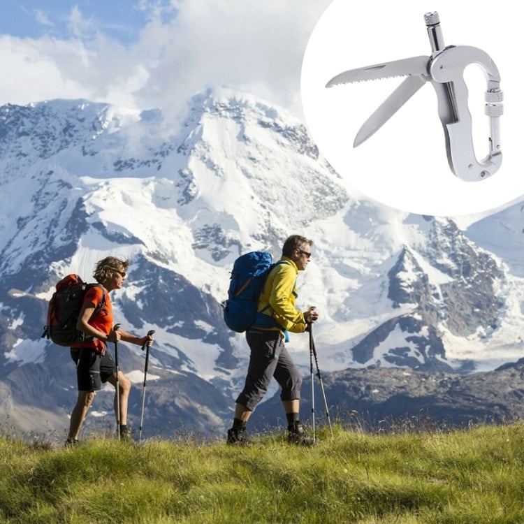 มัลติฟังก์ชั่พับความปลอดภัยป้องกันตนเองเลื่อยพับ carabiner แขวนหัวเข็มขัดอุปกรณ์การอยู่รอดในป่า, D Type + LED