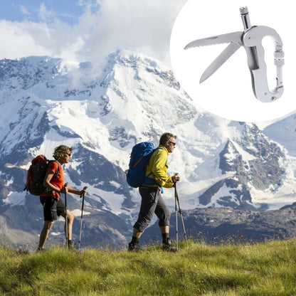 มัลติฟังก์ชั่พับความปลอดภัยป้องกันตนเองเลื่อยพับ carabiner แขวนหัวเข็มขัดอุปกรณ์การอยู่รอดในป่า, D Type + LED