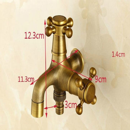 ก๊อกเครื่องซักผ้าโบราณทองแดงหนึ่งจุดสองคู่ก๊อกน้ำเย็นเดี่ยว 4 จุด, Antique Washing Faucet