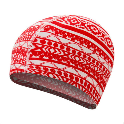หมวกว่ายน้ำผ้าสวมใส่สบายสำหรับผู้ชายและผู้หญิง, Cloth Swimming Cap(Red Strip-12)