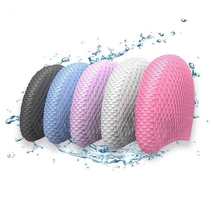 หมวกว่ายน้ำซิลิโคนกันลื่นความยืดหยุ่นสูงที่มีอนุภาคหนา, Particles Swimming Cap(White), Particles Swimming Cap(Black), Particles Swimming Cap(Pink), Particles Swimming Cap(Purple)