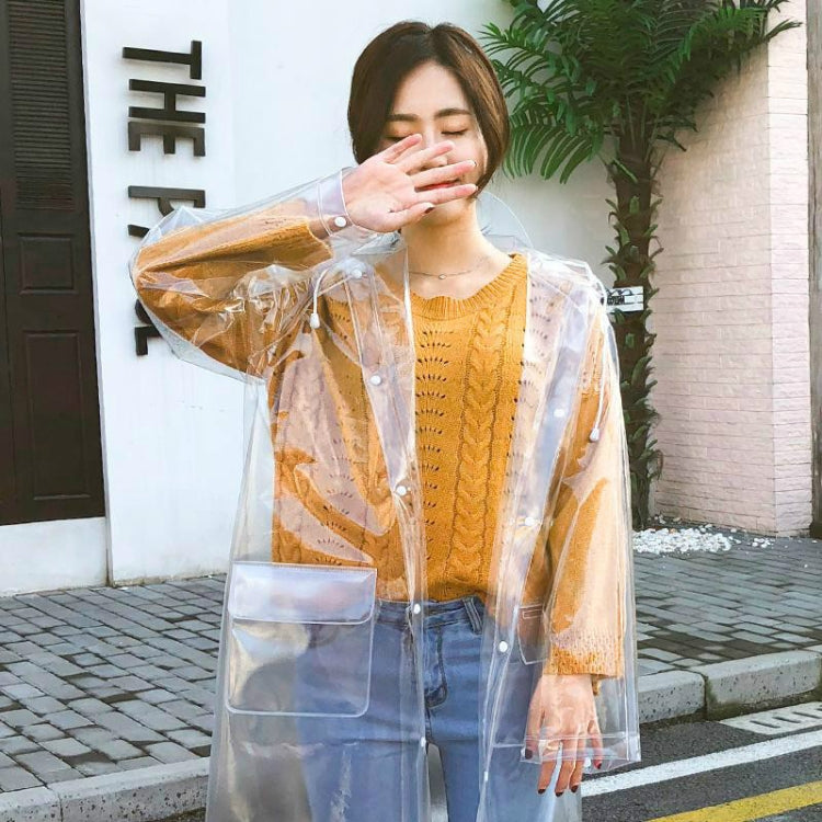 เสื้อกันฝน EVA โปร่งใสกลางแจ้งแบบพกพามีสไตล์, M, L, XL