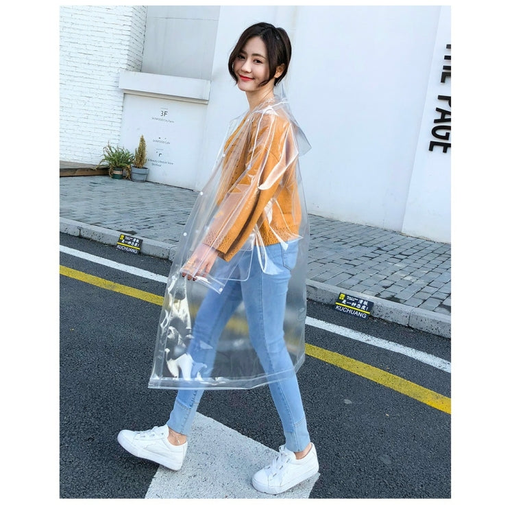 เสื้อกันฝน EVA โปร่งใสกลางแจ้งแบบพกพามีสไตล์, M, L, XL