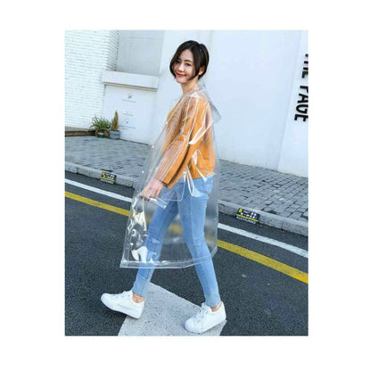 เสื้อกันฝน EVA โปร่งใสกลางแจ้งแบบพกพามีสไตล์, M, L, XL