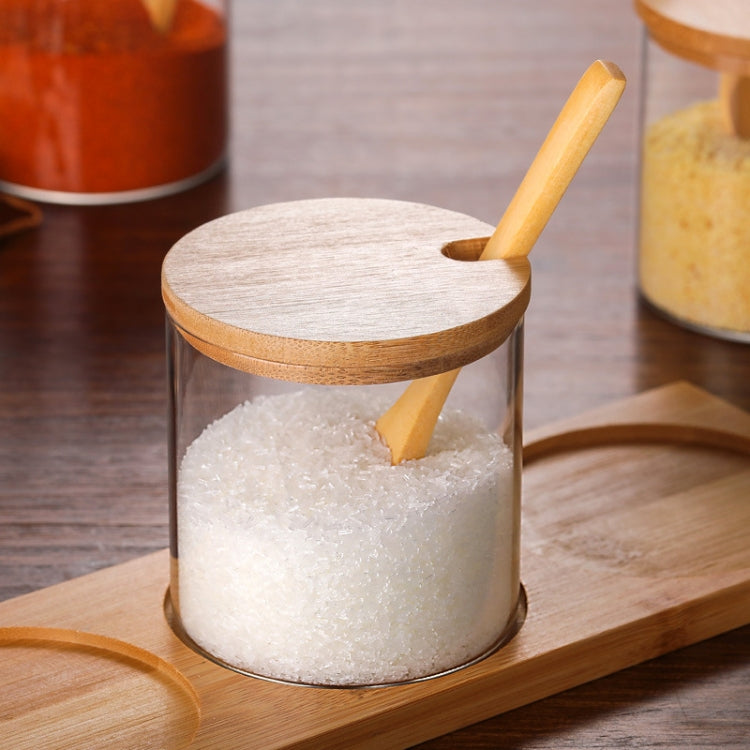 Creative Borosilicate โปร่งใสเครื่องปรุงรส Jar อุปกรณ์ครัว, Spoon, Single Glass Jar, One Sets