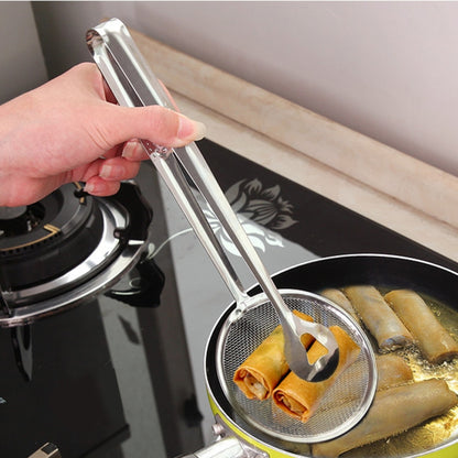 ช้อนตะแกรงระบายน้ำอาหารทอดสแตนเลสพร้อมคลิปหนีบ, Net Spoon with Clip