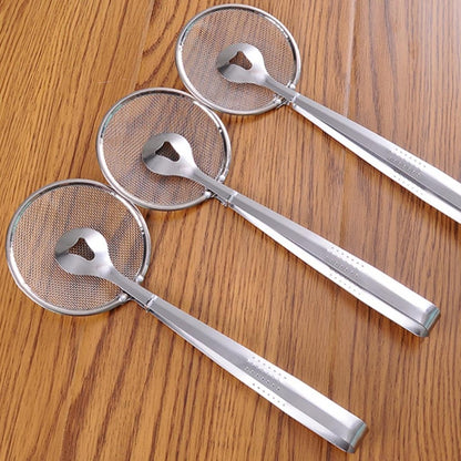 ช้อนตะแกรงระบายน้ำอาหารทอดสแตนเลสพร้อมคลิปหนีบ, Net Spoon with Clip