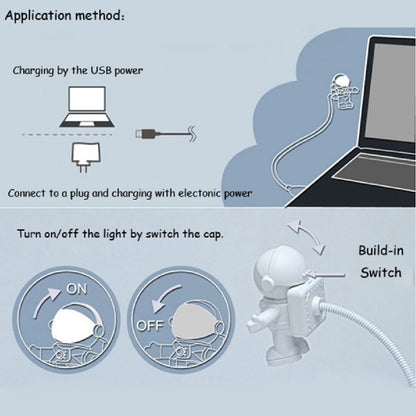 Cool New Astronaut Spaceman USB LED โคมไฟตั้งโต๊ะแบบปรับได้ไฟกลางคืนสำหรับคอมพิวเตอร์พีซี