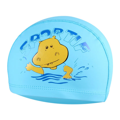 หมวกว่ายน้ำกันน้ำเคลือบ PU ลายฮิปโปการ์ตูนเด็ก, Cartoon Hippo (Lack Blue), Cartoon Hippo (Pink), Cartoon Hippo (Blue), Cartoon Hippo (Orange)
