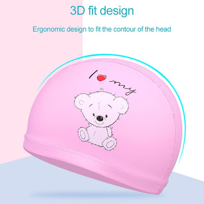 หมวกว่ายน้ำกันน้ำเคลือบ PU ลายฮิปโปการ์ตูนเด็ก, Cartoon Hippo (Lack Blue), Cartoon Hippo (Pink), Cartoon Hippo (Blue), Cartoon Hippo (Orange)
