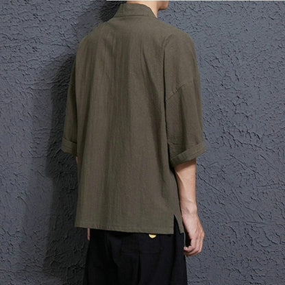 เสื้อคาร์ดิแกนเสื้อคลุม Hanfu ปักหลวมของผู้ชาย, L