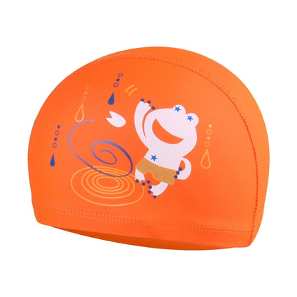 เด็กกันน้ำดูแลผม PU เคลือบกบน่ารักลายหมวกว่ายน้ำ, Frog (Blue), Frog (Pink), Frog (Orange), Frog (Lack Blue)