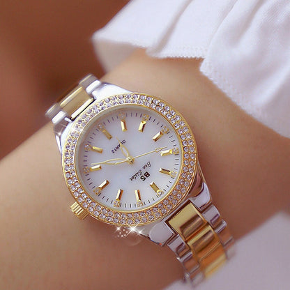 BS beesister FA1258 นาฬิกาผู้หญิง Round Case Diamond Alloy Strap
