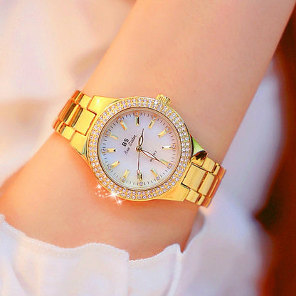 BS beesister FA1258 นาฬิกาผู้หญิง Round Case Diamond Alloy Strap