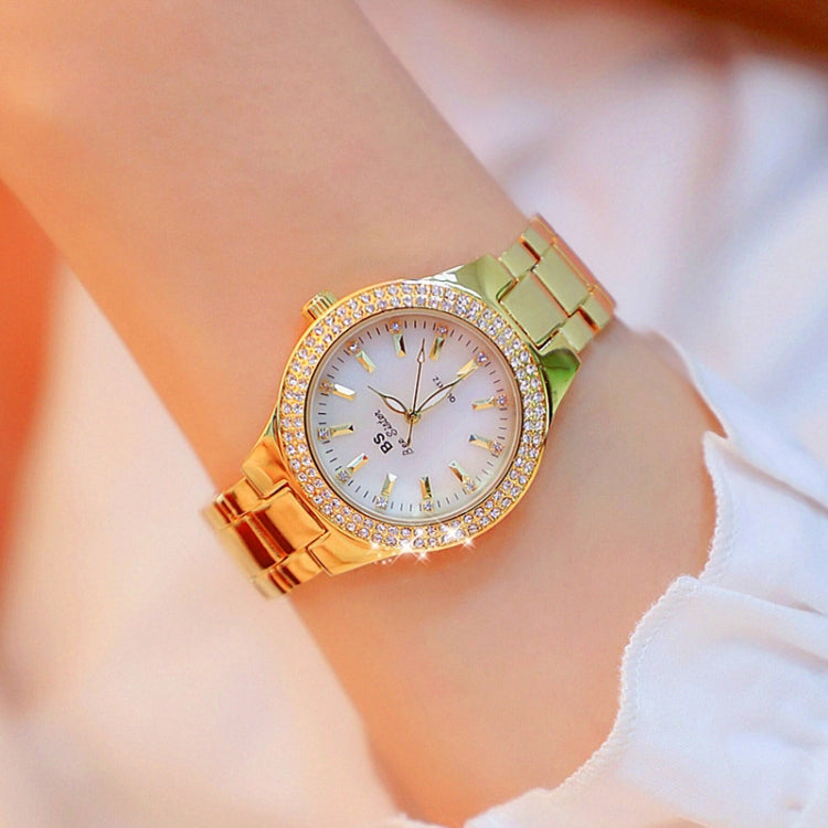 BS beesister FA1258 นาฬิกาผู้หญิง Round Case Diamond Alloy Strap