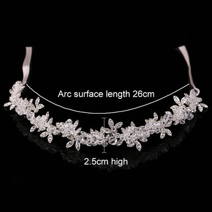 Noble คริสตัล Rhinestone Headpieces เจ้าสาวซาตินริบบิ้นงานแต่งงานอุปกรณ์เสริมผมสำหรับเจ้าสาว Tiaras Crowns Headbands