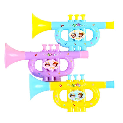 3 PCS น่ารักการ์ตูนทรัมเป็ตพลาสติกของเล่นเด็กดนตรี, การจัดส่งสีแบบสุ่ม