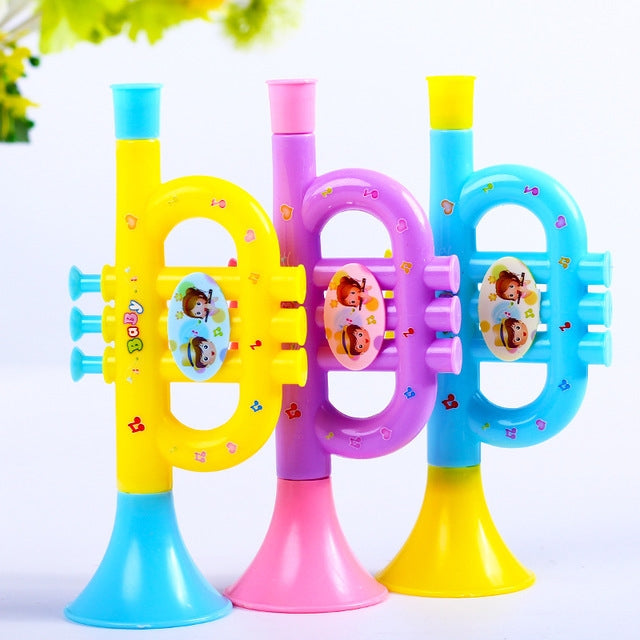 3 PCS น่ารักการ์ตูนทรัมเป็ตพลาสติกของเล่นเด็กดนตรี, การจัดส่งสีแบบสุ่ม