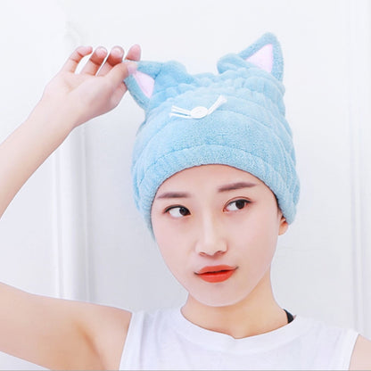ขนแกะปะการังนุ่มดูดซับหูแมวหมวกผมแห้งหนาหมวกอาบน้ำสำหรับผู้ใหญ่
