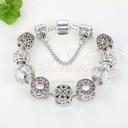2 ชิ้นผู้หญิงแฟชั่นที่เรียบง่าย Panjia โอปอลคริสตัลสร้อยข้อมือโลหะผสม, 17cm, 18cm, 19cm, 20cm