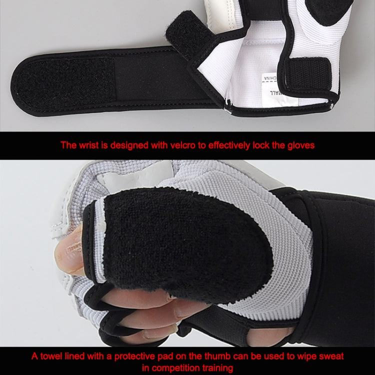 Half Finger ผู้ใหญ่กระสอบทรายการฝึกอบรมถุงมือมวยหนัง PU ฟิตเนส Sparring ถุงมือเทควันโด, XS, S, M, L, XL, XXL