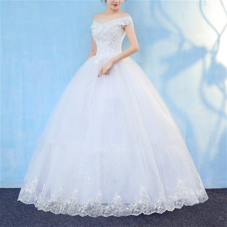 ย้อนยุคหรูหราปิดไหล่ LaceThin ศาลเรียบร้อยเจ้าหญิงชุดแต่งงาน, S, M, L, XL, XXL, XXXL