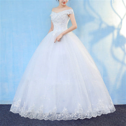 ย้อนยุคหรูหราปิดไหล่ LaceThin ศาลเรียบร้อยเจ้าหญิงชุดแต่งงาน, S, M, L, XL, XXL, XXXL