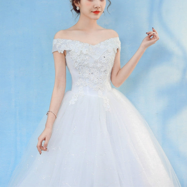 ย้อนยุคหรูหราปิดไหล่ LaceThin ศาลเรียบร้อยเจ้าหญิงชุดแต่งงาน, S, M, L, XL, XXL, XXXL