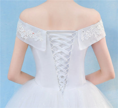 ย้อนยุคหรูหราปิดไหล่ LaceThin ศาลเรียบร้อยเจ้าหญิงชุดแต่งงาน, S, M, L, XL, XXL, XXXL