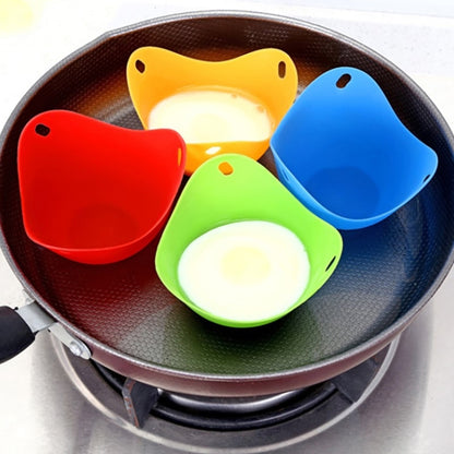 3 PCS ซิลิโคนไข่หม้อหุงไข่วงเล็บเครื่องมือห้องครัวแพนเค้กเครื่องครัว Bakeware ไอน้ำไข่แผ่นถาด, Green, Red, 4 pieces of steamed egg