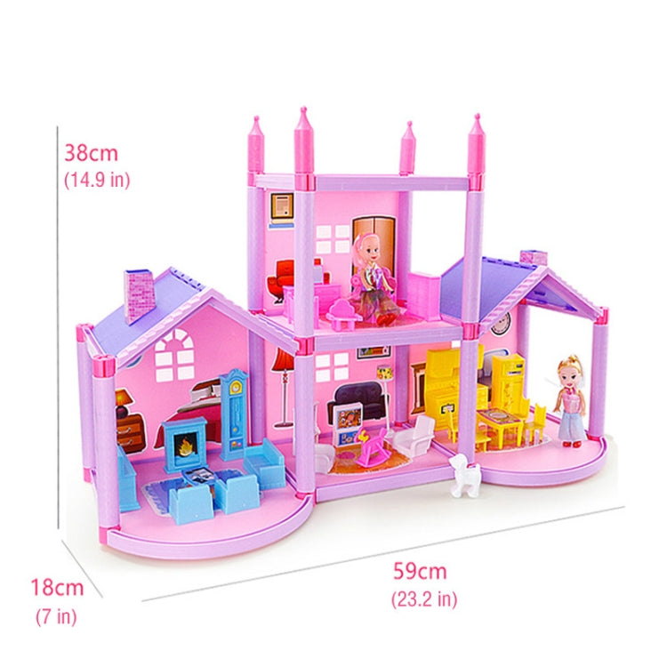 DIY ประกอบตุ๊กตาเจ้าหญิงจิ๋วบ้านวิลล่าขนาดเล็กจำลอง Dream House Girl Toy, Miniature Princess Doll House