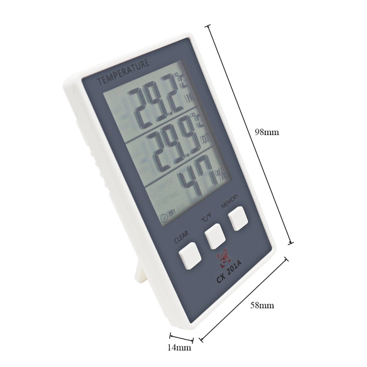 CX-201A LCD Digital Weather Station เครื่องวัดอุณหภูมิเครื่องวัดความชื้นความชื้นอุณหภูมิในร่มกลางแจ้งพร้อมเซนเซอร์วัดอุณหภูมิ, CX-201A