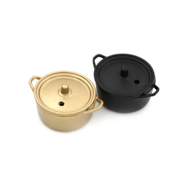 ตุ๊กตา House Miniature Kitchen เครื่องมือทำอาหารโลหะผสมหม้อทองแดงพร้อมฝาปิด