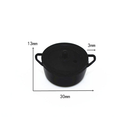 ตุ๊กตา House Miniature Kitchen เครื่องมือทำอาหารโลหะผสมหม้อทองแดงพร้อมฝาปิด